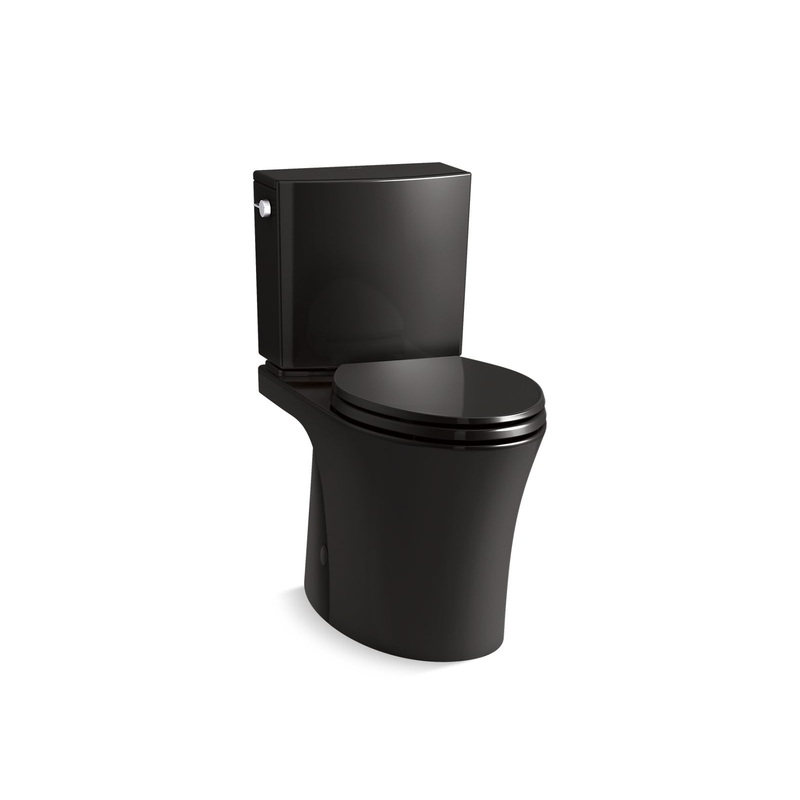 KOHLER K-28161-7 Veil Two-Piece Elongated Toilet With Skirted Trapway 1.28 GPF In Black Black
