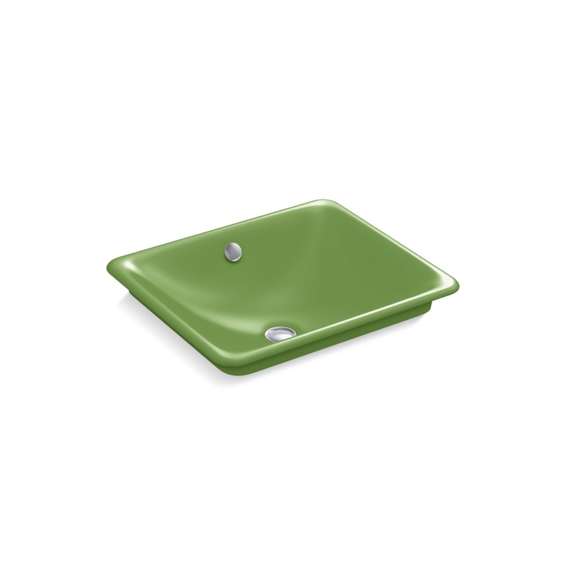 Kohler K-5400-PFG-34 Iron Plains 18-1/2 In. Rectangular Vessel Bathroom Sink In Fresh Green Fresh Green