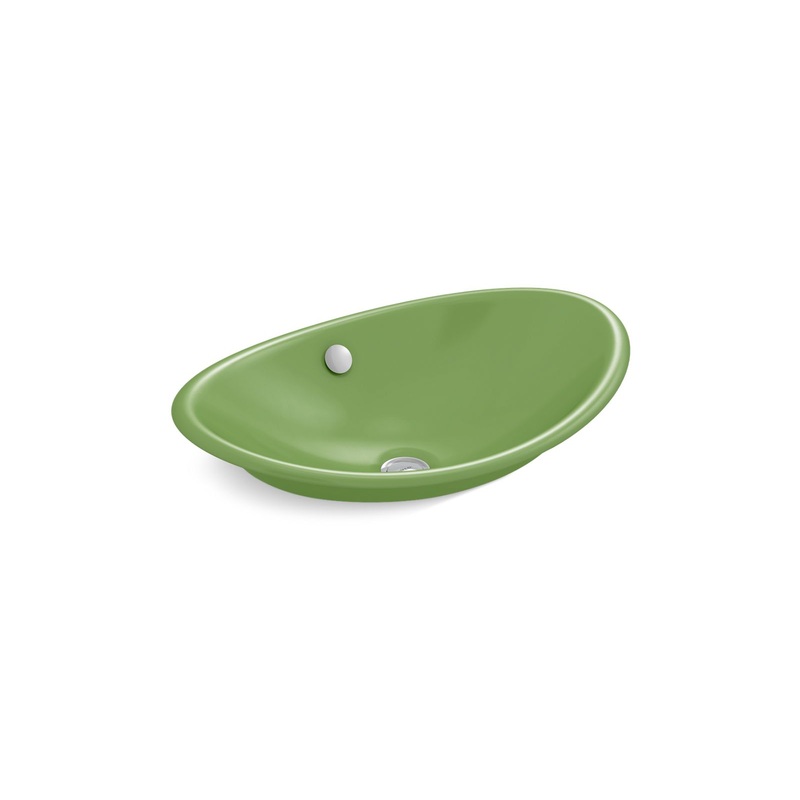 Kohler K-5403-PFG-34 Iron Plains 20-3/4 In. Oval Vessel Bathroom Sink In Fresh Green Fresh Green