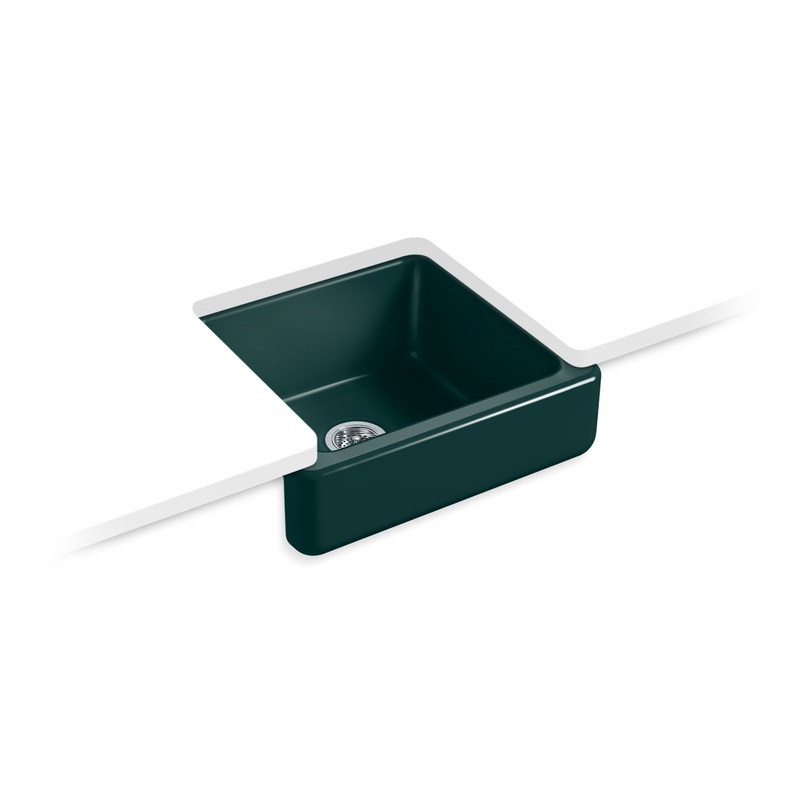 KOHLER K-5664-17 Whitehaven 23-1/2 in. Undermount Single-Bowl Farmhouse Kitchen Sink In Teal