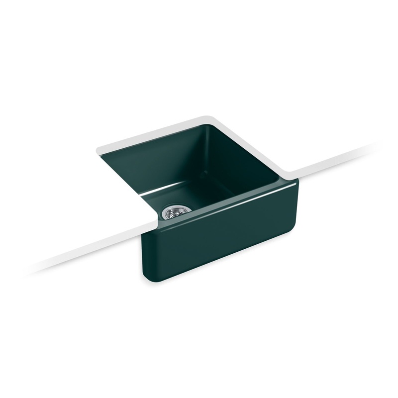 KOHLER K-5665-17 Whitehaven 23-1/2 in. Undermount Single-Bowl Farmhouse Kitchen Sink In Teal