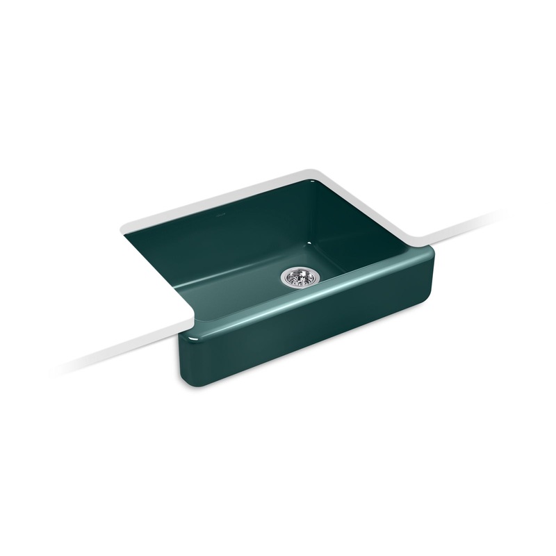 KOHLER K-6486-17 Whitehaven 29-1/2 in. Undermount Single-Bowl Farmhouse Kitchen Sink In Teal