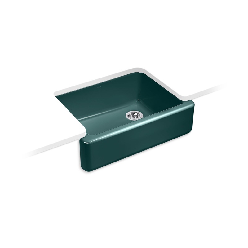 KOHLER K-6487-17 Whitehaven 29-3/4 in. Undermount Single-Bowl Farmhouse Kitchen Sink In Teal