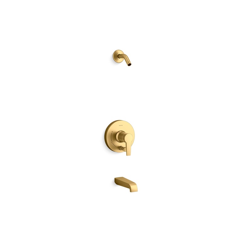 KOHLER K-T49979-4L-2MB Pitch Rite-Temp Bath And Shower Trim Kit With Push-Button Diverter Without Showerhead In Vibrant Brushed Moderne Brass