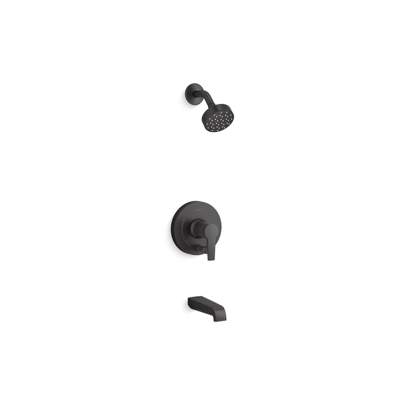 KOHLER K-T49980-4Y-BL Pitch Rite-Temp Bath And Shower Trim Kit With Push-Button Diverter And Lever Handle 2.5 Gpm In Matte Black
