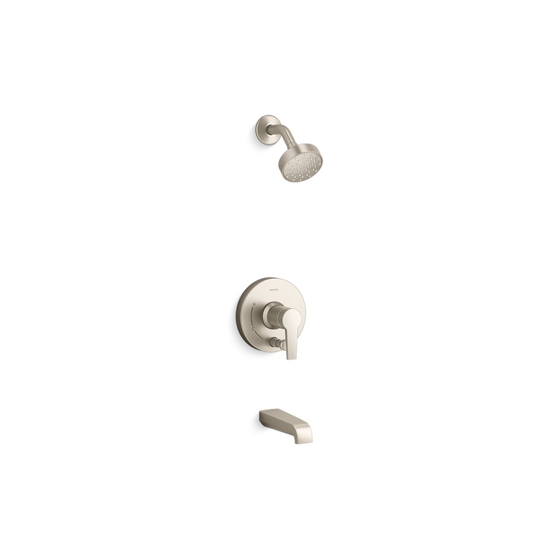 KOHLER K-T49980-4Y-BN Pitch Rite-Temp Bath And Shower Trim Kit With Push-Button Diverter And Lever Handle 2.5 Gpm In Vibrant Brushed Nickel