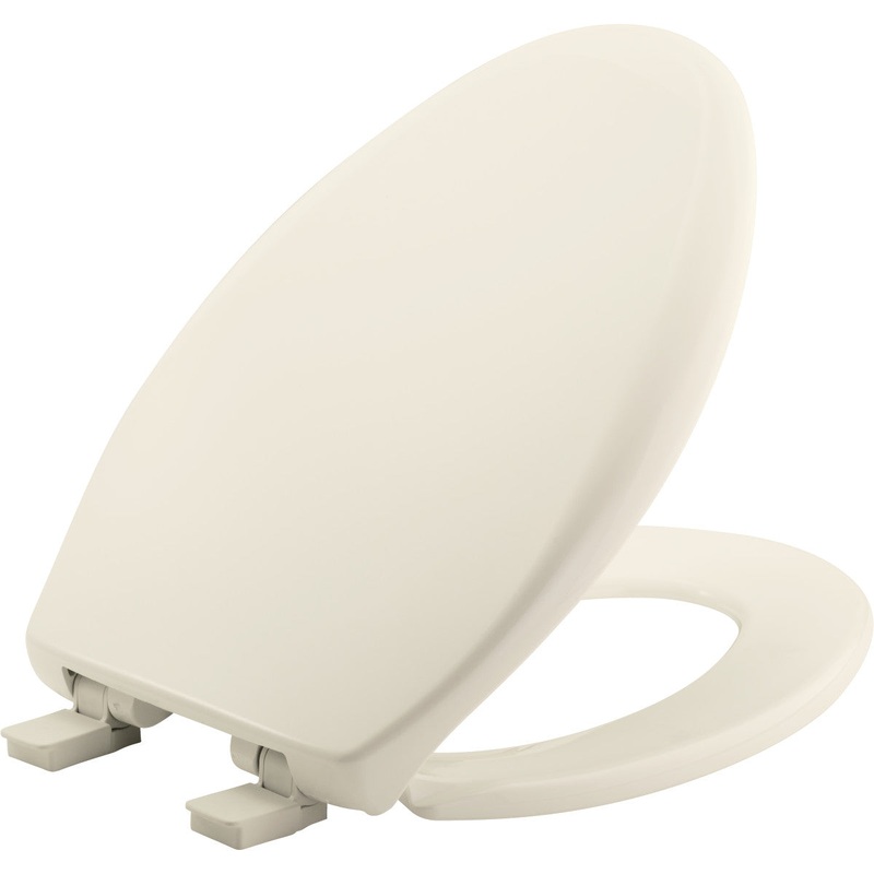 Bemis Affinity Elongated Plastic Toilet Seat in Biscuit with STA-TITE Seat Fastening System, EasyClean, WhisperClose, Precision Seat Fit Adjustable Hinge and Super Grip Bumpers