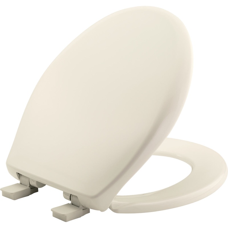 Bemis Affinity Round Plastic Toilet Seat in Biscuit with STA-TITE Seat Fastening System, EasyClean, WhisperClose, Precision Seat Fit Adjustable Hinge and Super Grip Bumpers