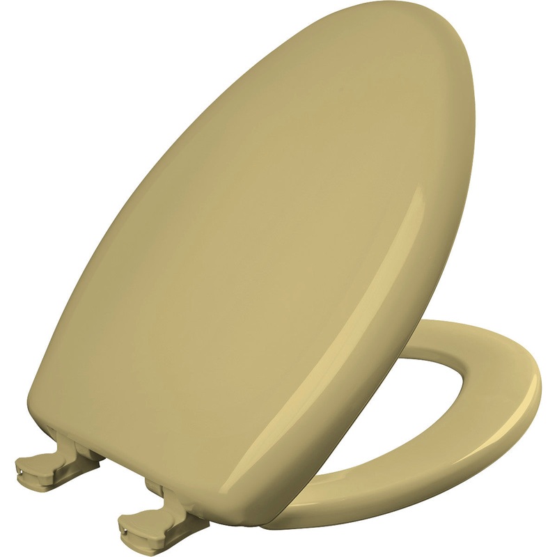 Bemis Elongated Plastic Toilet Seat in Harvest Gold with STA-TITE Seat Fastening System, EasyClean and  WhisperClose Hinge