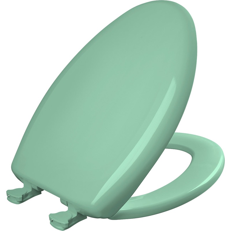 Bemis Elongated Plastic Toilet Seat in Ming Green with STA-TITE Seat Fastening System, EasyClean and  WhisperClose Hinge