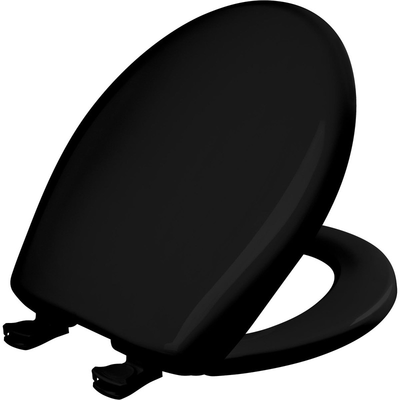 Bemis Round Plastic Toilet Seat in Black with STA-TITE Seat Fastening System, EasyClean and  WhisperClose Hinge