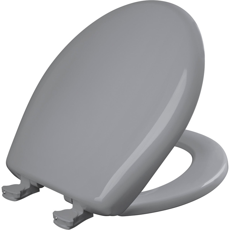Bemis Round Plastic Toilet Seat in Country Grey with STA-TITE Seat Fastening System, EasyClean and  WhisperClose Hinge