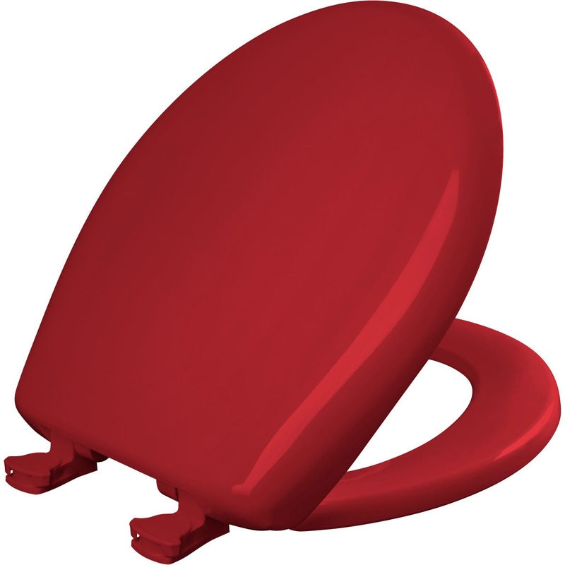Bemis Round Plastic Toilet Seat in Red with STA-TITE Seat Fastening System, EasyClean and  WhisperClose Hinge