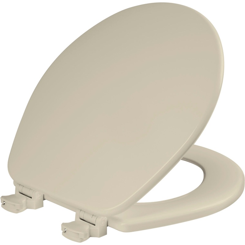 Church Round Enameled Wood Toilet Seat in Bone with EasyClean Hinge