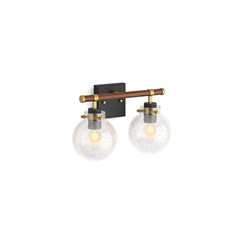 KOHLER K-38413-SC02-BML Holt Two-Light Sconce In Matte Black with Brushed Moderne Brass