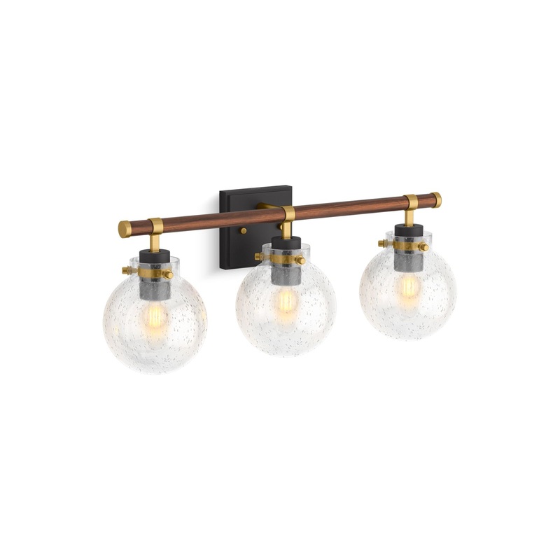 KOHLER K-38414-SC03-BML Holt Three-Light Sconce In Matte Black with Brushed Moderne Brass