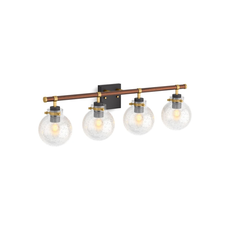 KOHLER K-38415-SC04-BML Holt Four-Light Sconce In Matte Black with Brushed Moderne Brass