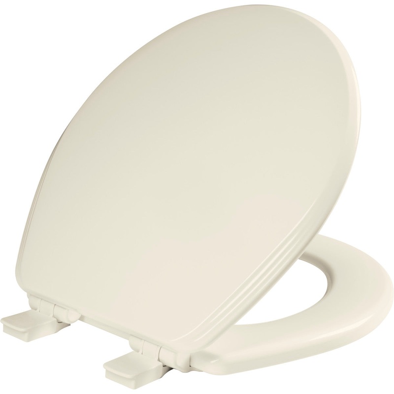Bemis Ashland Round Enameled Wood Toilet Seat in Biscuit with STA-TITE Seat Fastening System, EasyClean, WhisperClose and Precision Seat Fit Adjustable Hinge