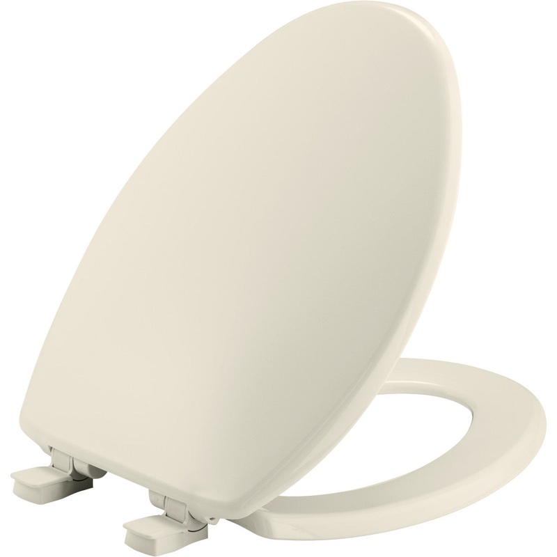 Bemis Elongated Plastic Toilet Seat in Biscuit with EasyClean and WhisperClose Hinge