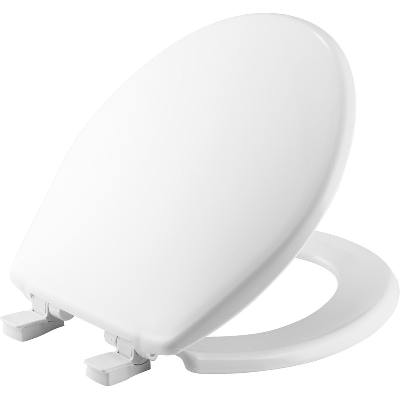 Bemis Round Plastic Toilet Seat in White with EasyClean and WhisperClose