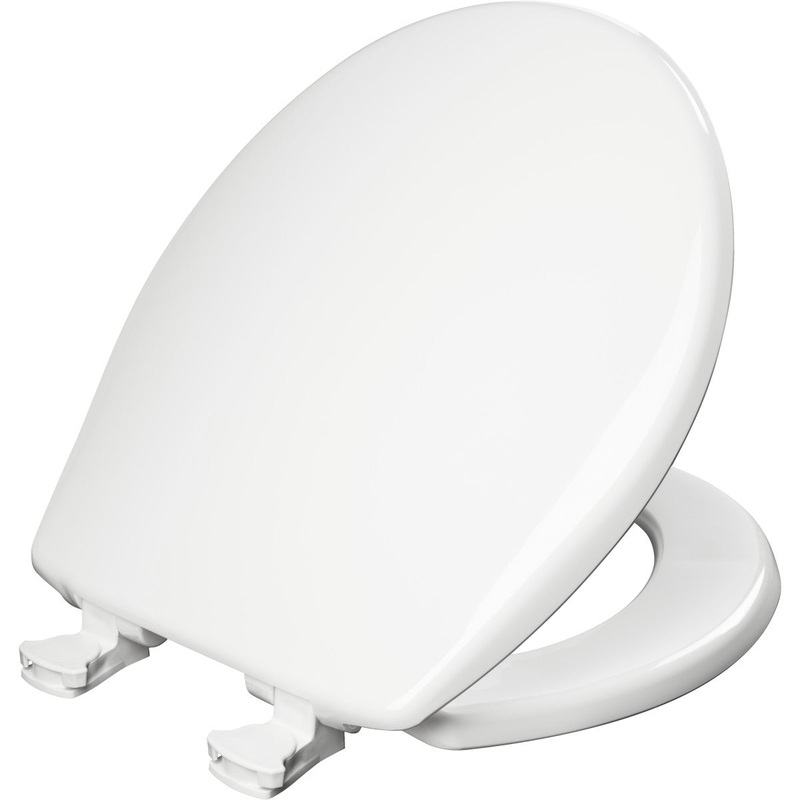Bemis Round Plastic Toilet Seat in White with EasyClean hinge