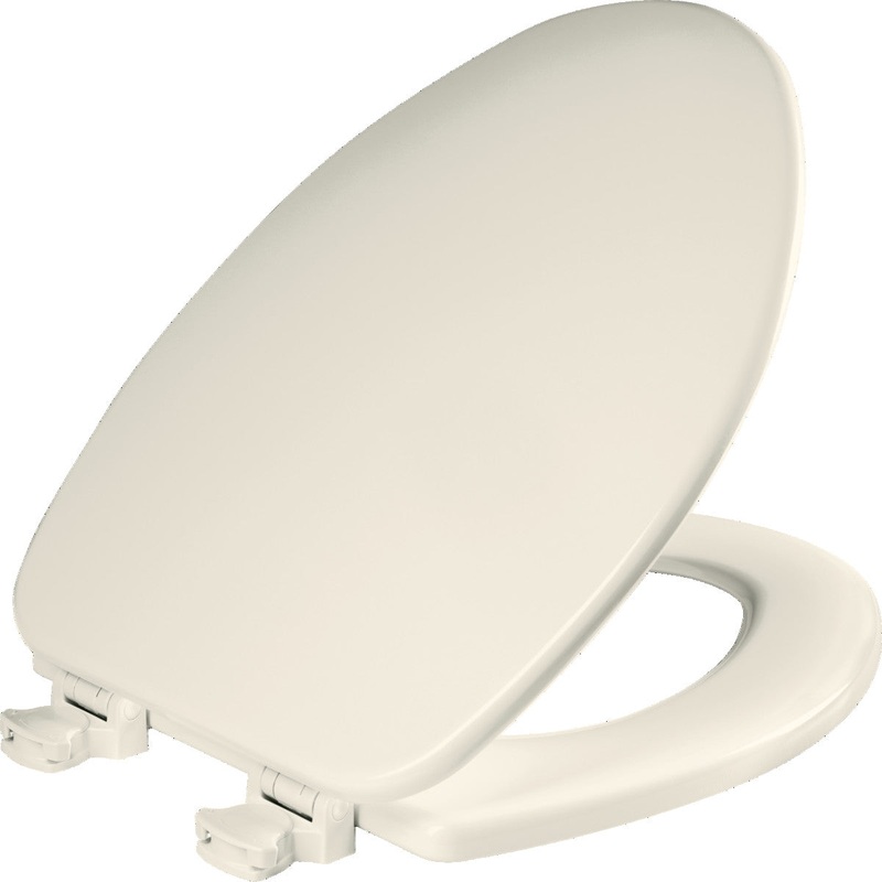 Church Elongated Enameled Wood Toilet Seat in Biscuit with EasyClean Hinge