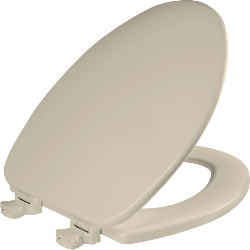 Church Elongated Enameled Wood Toilet Seat in Bone with EasyClean Hinge