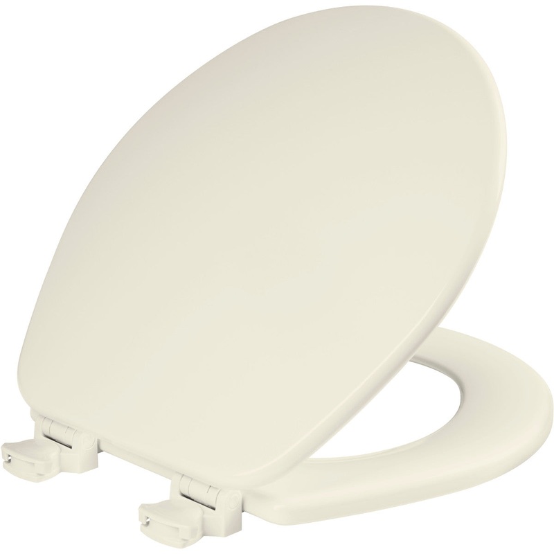 Church Round Enameled Wood Toilet Seat in Biscuit with EasyClean Hinge