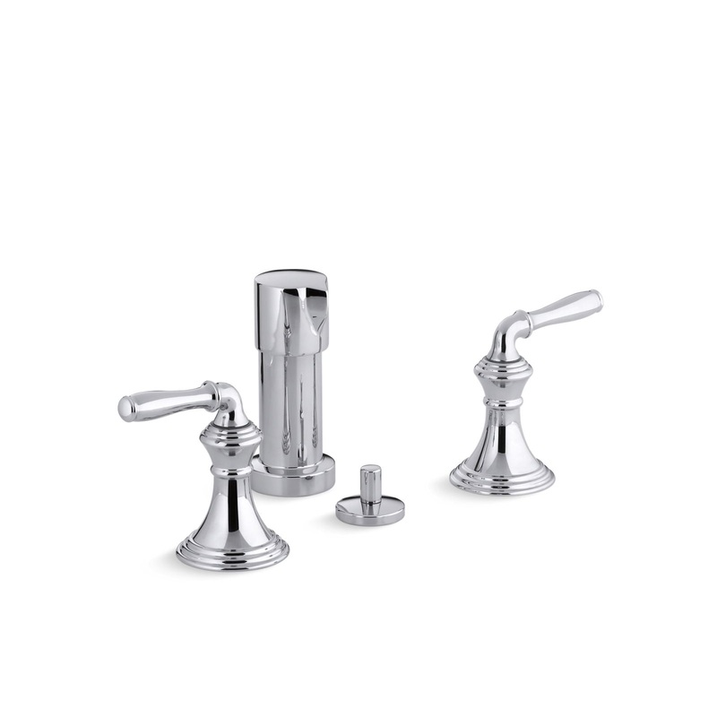 KOHLER K-412-4-CP Devonshire Vertical Spray Bidet Faucet With Lever Handles In Polished Chrome