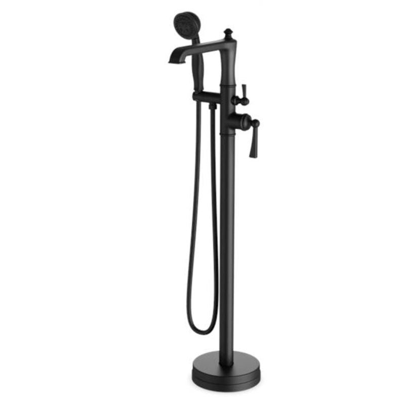 ARTOS FS511TKBK Classic Floor Mount Tub Filler Trim Kit with Hand Held Shower Matte Black