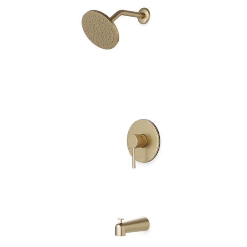 ARTOS TS152SB Trova Round Pressure Balance Tub / Shower Trim Kit with Rain Head Satin Brass