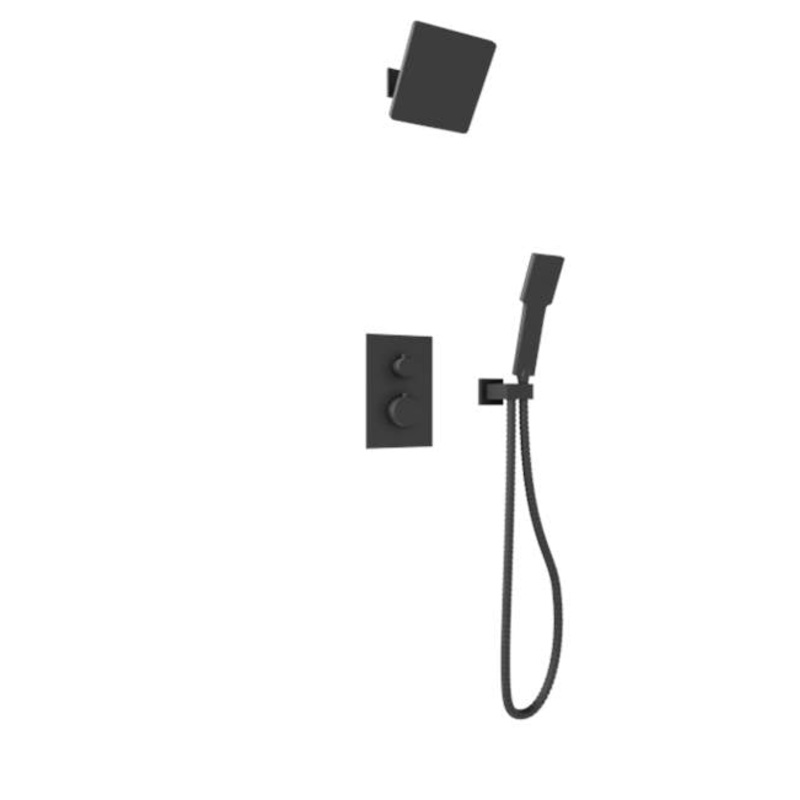 ARTOS TS071BK Trova Square Thermostatic Shower Trim Kit with Hand Held Shower Matte Black