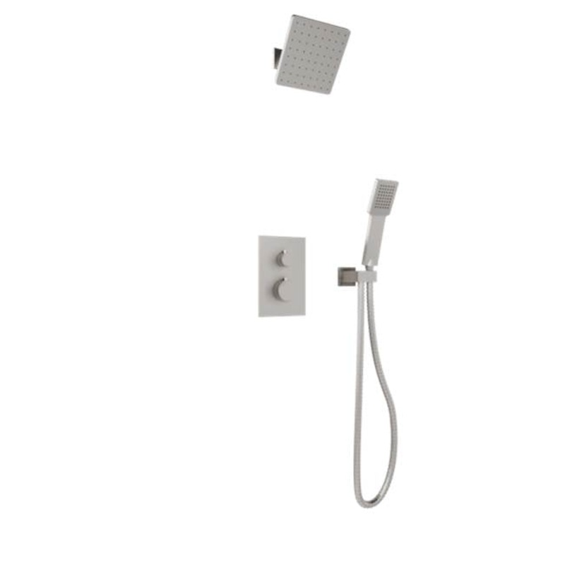 ARTOS TS071BN Trova Square Thermostatic Shower Trim Kit with Hand Held Shower Brushed Nickel