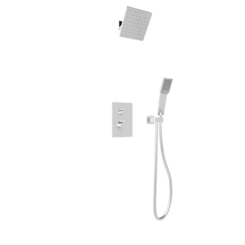 ARTOS TS071CH Trova Square Thermostatic Shower Trim Kit with Hand Held Shower Chrome