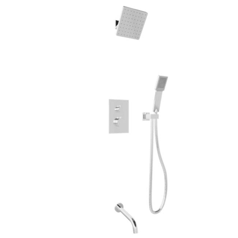 ARTOS TS073CH Trova Square Thermostatic Shower Trim Kit with Hand Held Shower and Tub Filler Chrome