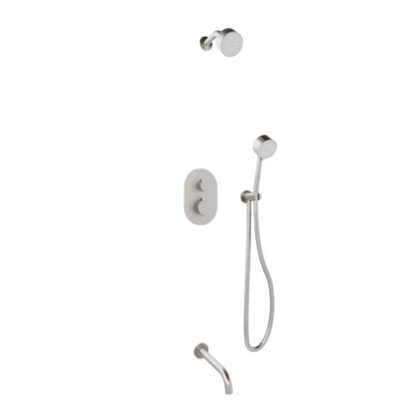 ARTOS TS083BN Trova Round Thermostatic Shower Trim Kit with Hand Held Shower and Tub Filler Brushed Nickel