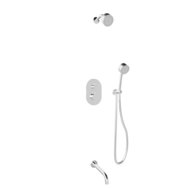 ARTOS TS083CH Trova Round Thermostatic Shower Trim Kit with Hand Held Shower and Tub Filler Chrome