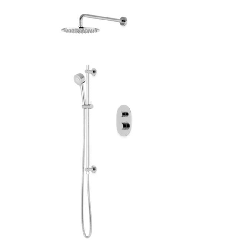 ARTOS PS136BK Opera Round Thermostatic Shower Trim Kit with Wall Mount Shower Head, Hand Held Shower on Slide Bar Matte Black
