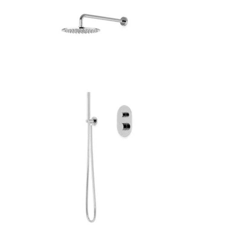ARTOS PS140BK Opera Round Thermostatic Shower Trim Kit with Wall Mount Shower Head, Hand Held Shower Matte Black