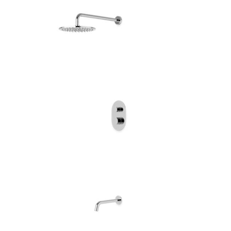 ARTOS PS144CH Opera Round Thermostatic Shower Trim Kit with Wall Mount Shower Head, Tub Filler Chrome