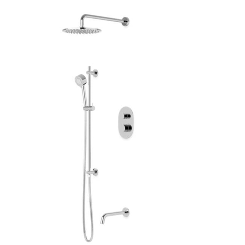 ARTOS PS116BK Opera Round Thermostatic Shower Trim Kit with Wall Mount Shower Head, Hand Held Shower on Slide Bar, Tub Filler Matte Black