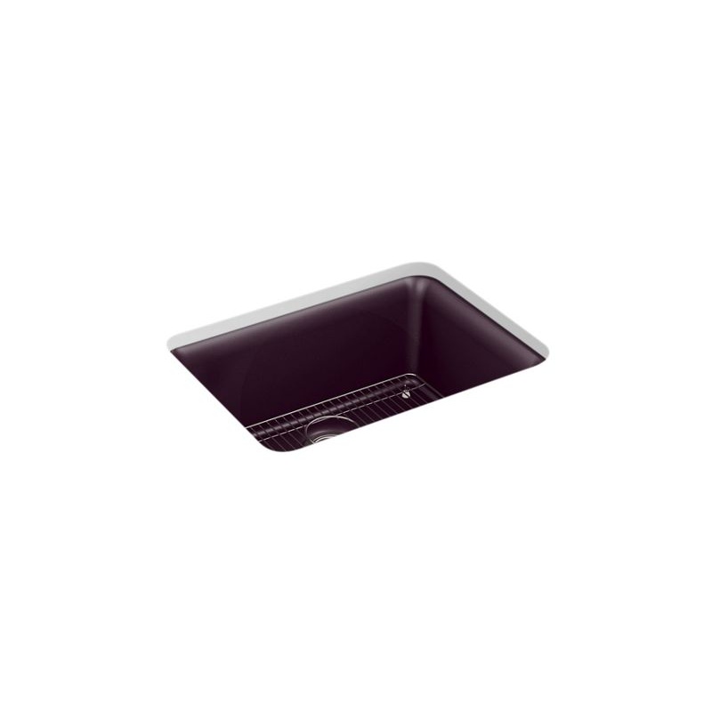KOHLER K-28001-CM8 Cairn 24-1/2" x 18-5/16" x 9-1/2" Neoroc undermount single-bowl kitchen sink with rack