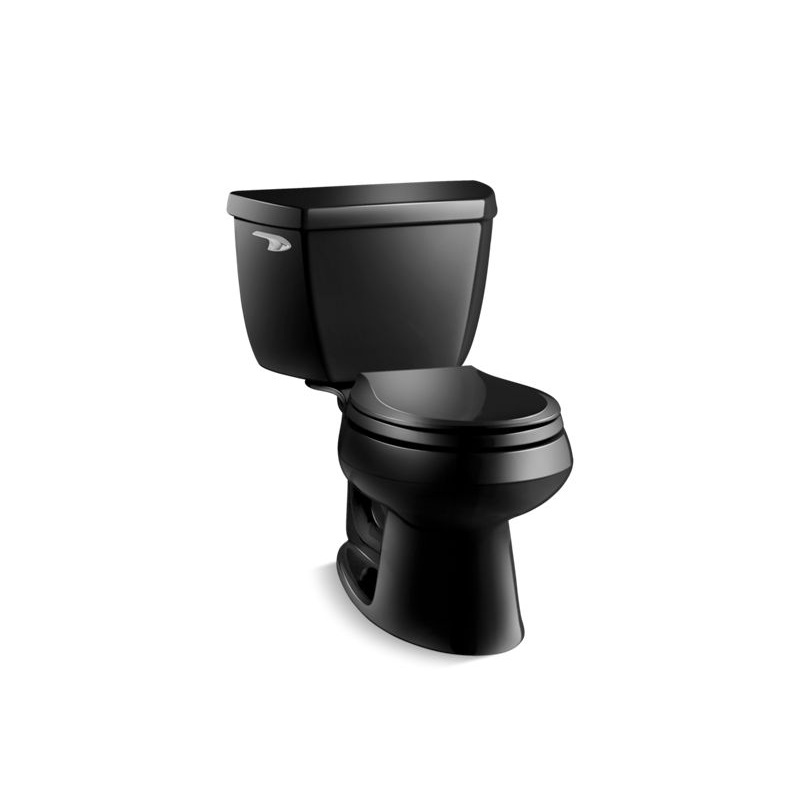 KOHLER K-3577-7 Wellworth Classic Two-Piece Round-Front Toilet, 1.28 Gpf In Black Black