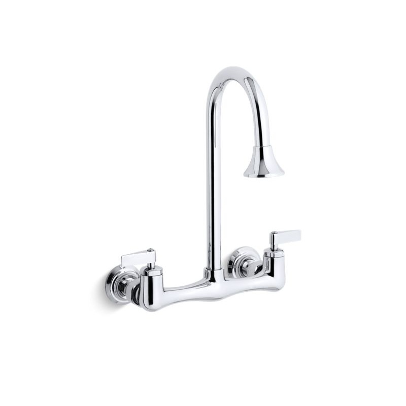 KOHLER K-7319-4-CP Triton double lever handle utility sink faucet with rosespray gooseneck spout
