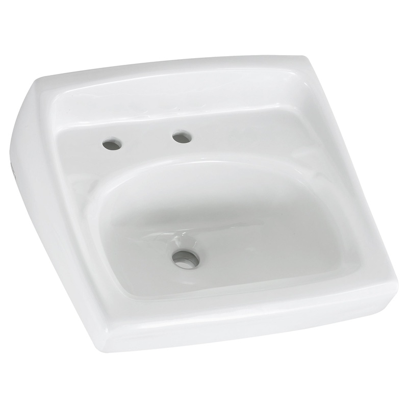 AMERICAN STANDARD 0356115.020, Lucerne Wall-Hung Sink With Center Hole Only and Extra Left-Hand Hole in White