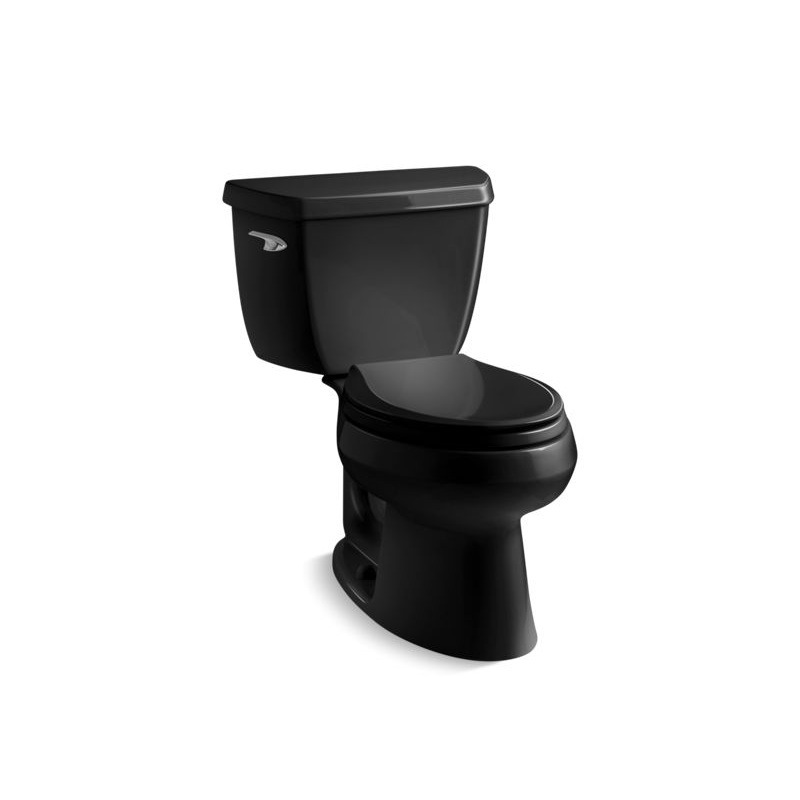 KOHLER K-3575-7 Wellworth Classic Two-Piece Elongated Toilet, 1.28 Gpf In Black Black