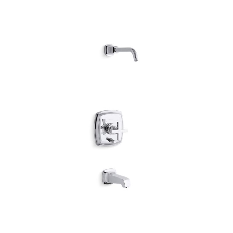 KOHLER K-T16233-3L-CP Margaux Rite-Temp(R) bath and shower trim set with push-button diverter and cross handle, less showerhead