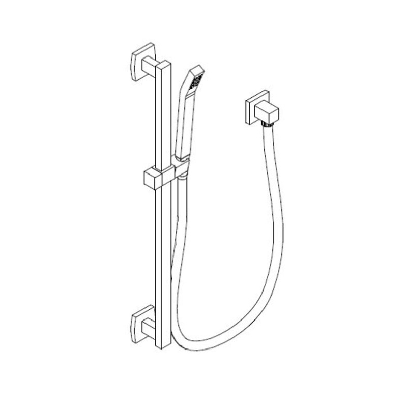 ARTOS F907-41CH Milan Flexible Hose Shower Kit with Slide Bar and Separate Water Outlet, Chrome