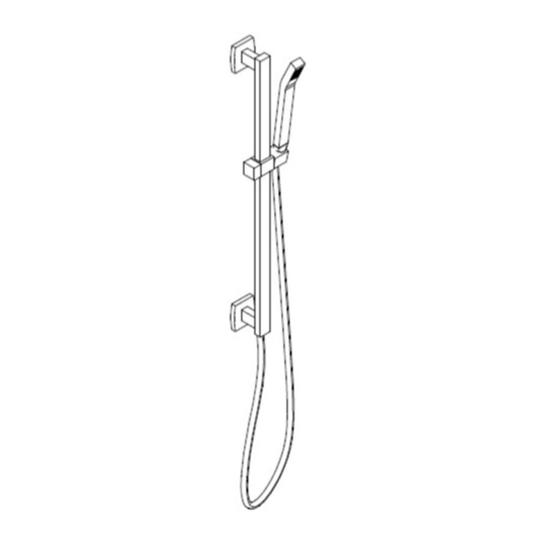 ARTOS F907-42CH Milan Flexible Hose Shower Kit with Slide Bar and Integrated Water Outlet, Chrome