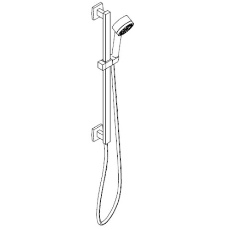 ARTOS F907-45CH Otella Five Function Flexible Hose Shower Kit with Slide Bar and Integrated Water Outlet Chrome